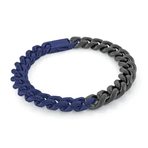 10mm Black and Blue Curb Bracelet | Italgem Steel