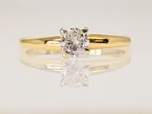 14K .33 CARAT TOTAL I2 H DIAMOND ROUND SOLITAIRE ESTATE RING 1.8 GRAMS