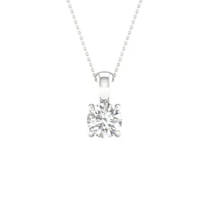 14K White Gold Lab Grown Round Diamond Necklace
