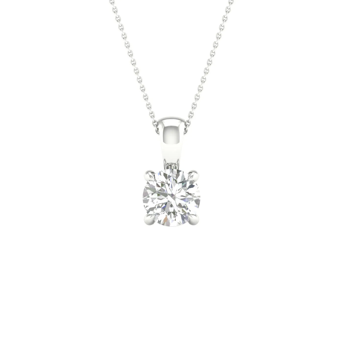 14K White Gold Lab Grown Round Diamond Necklace