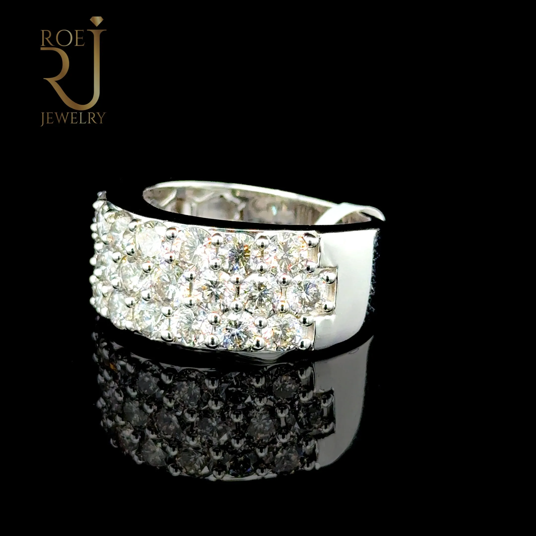 14K White Gold Large Diamond Men's Ring (4.86ct)