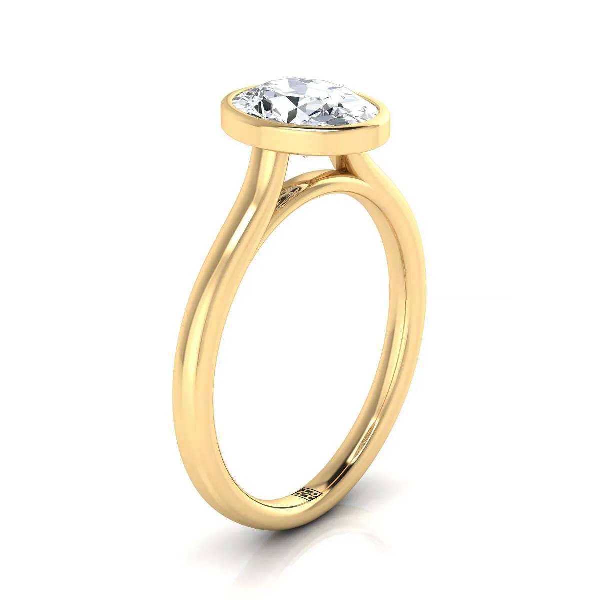 14K Yellow Gold Oval Citrine Simple Bezel Solitaire Engagement Ring