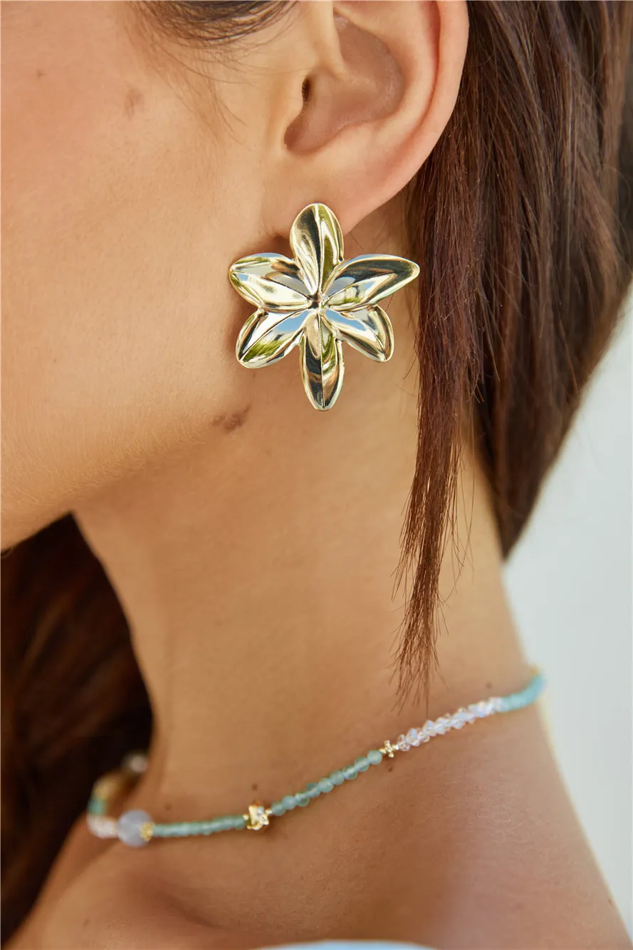 18K Gold Plated Flower Island Earrings Gold