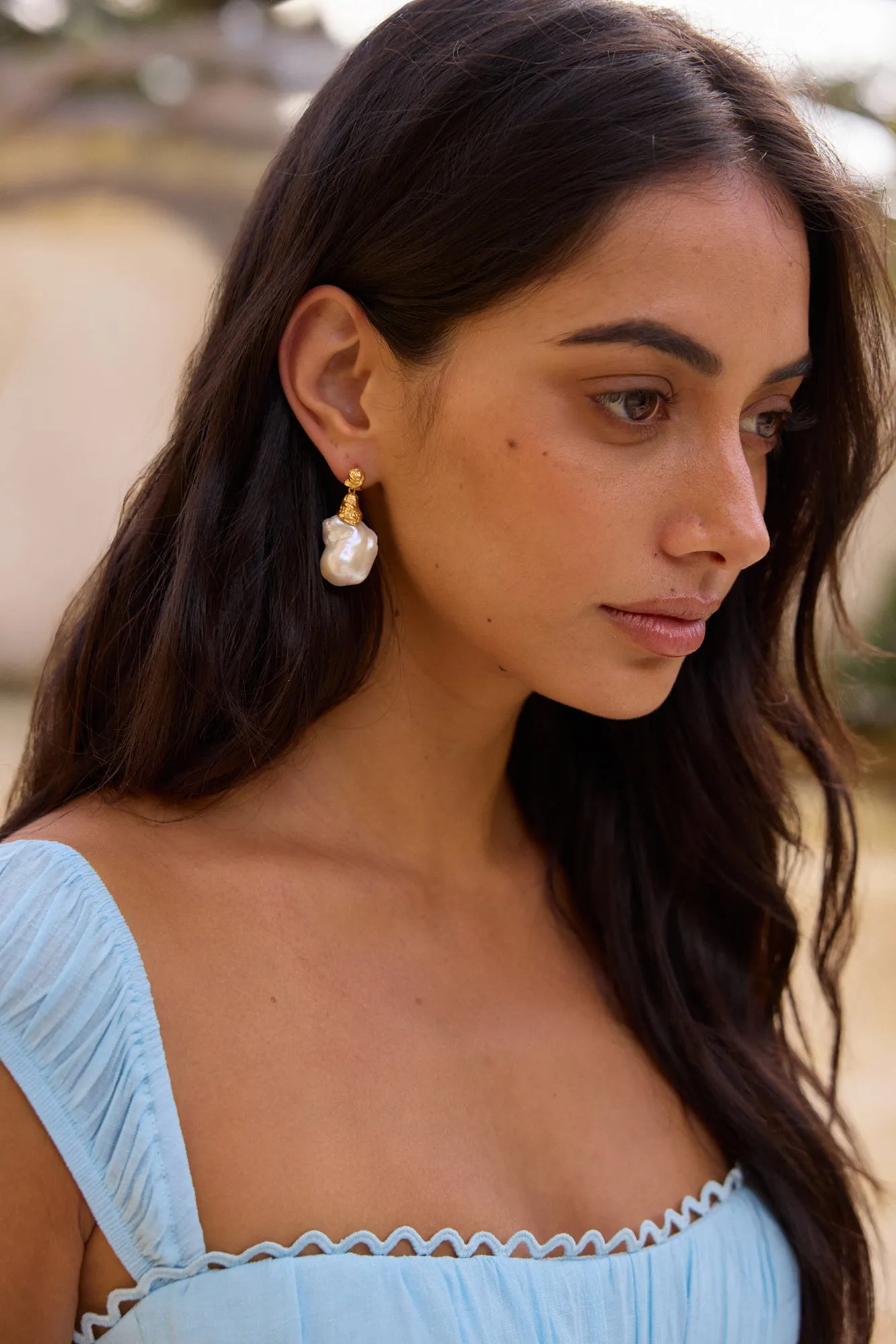18K Gold Plated Precious Pearls Earrings Gold