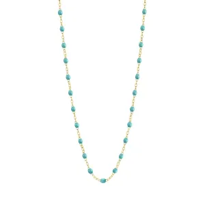 18K Gold Turquoise Green Resin Beaded "Classic" Necklace