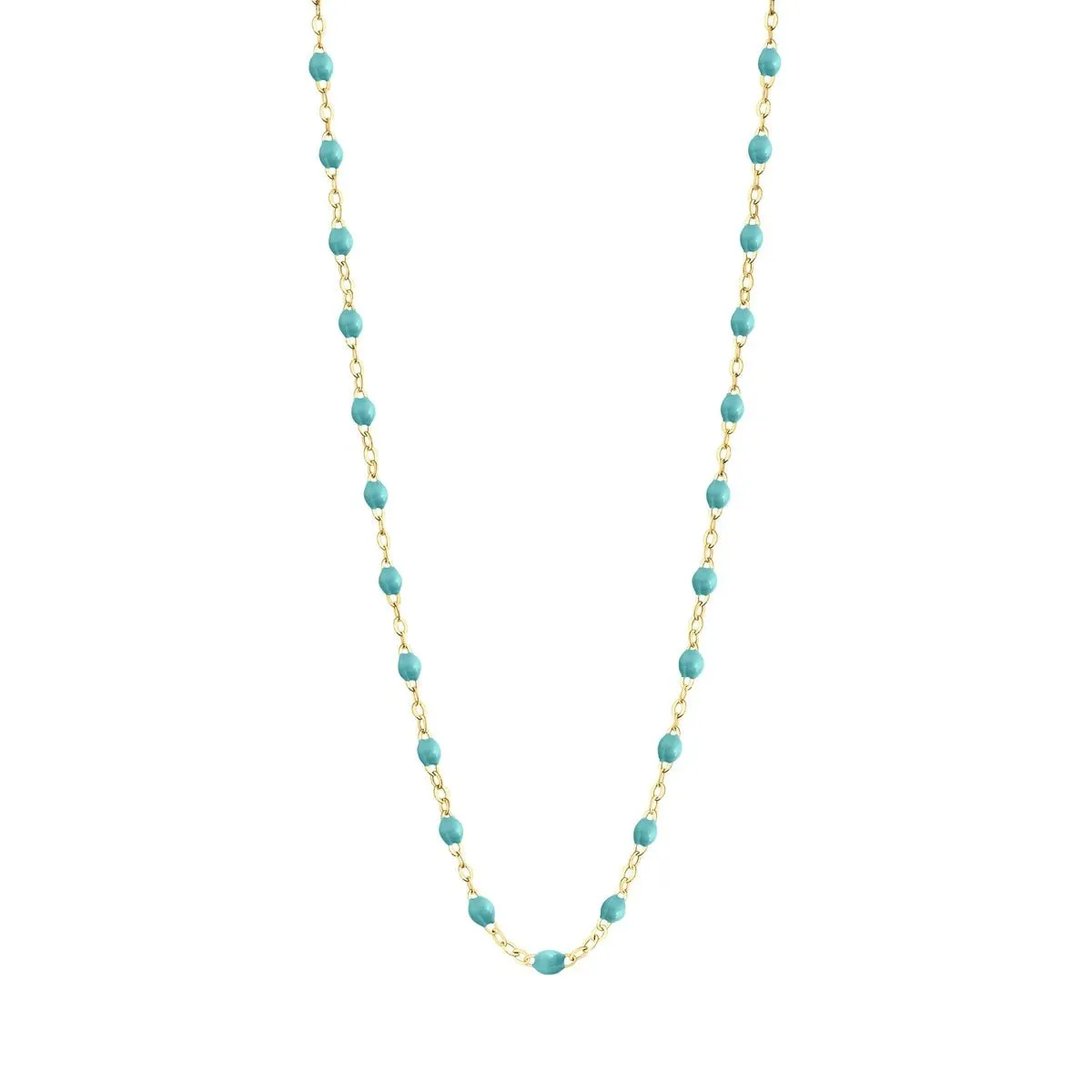 18K Gold Turquoise Green Resin Beaded "Classic" Necklace
