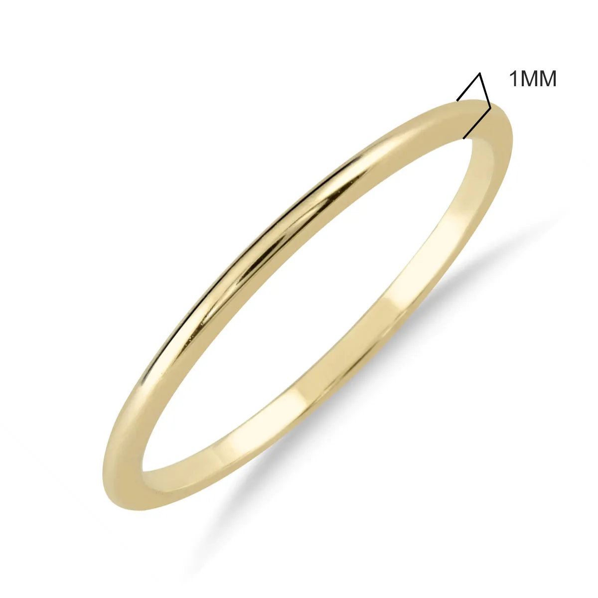 1mm Thin Domed Wedding Band in 14K Yellow Gold