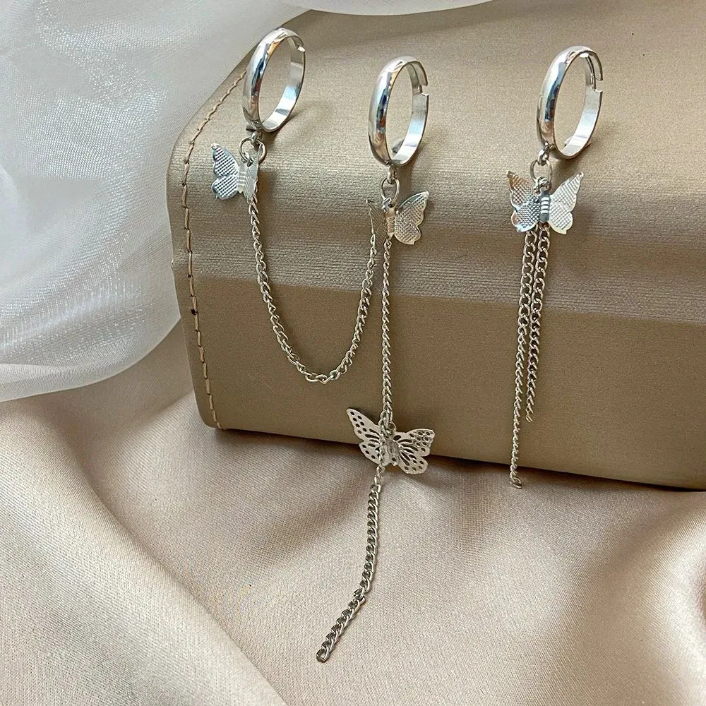 3 Pcs New Butterfly Chain Ring Set