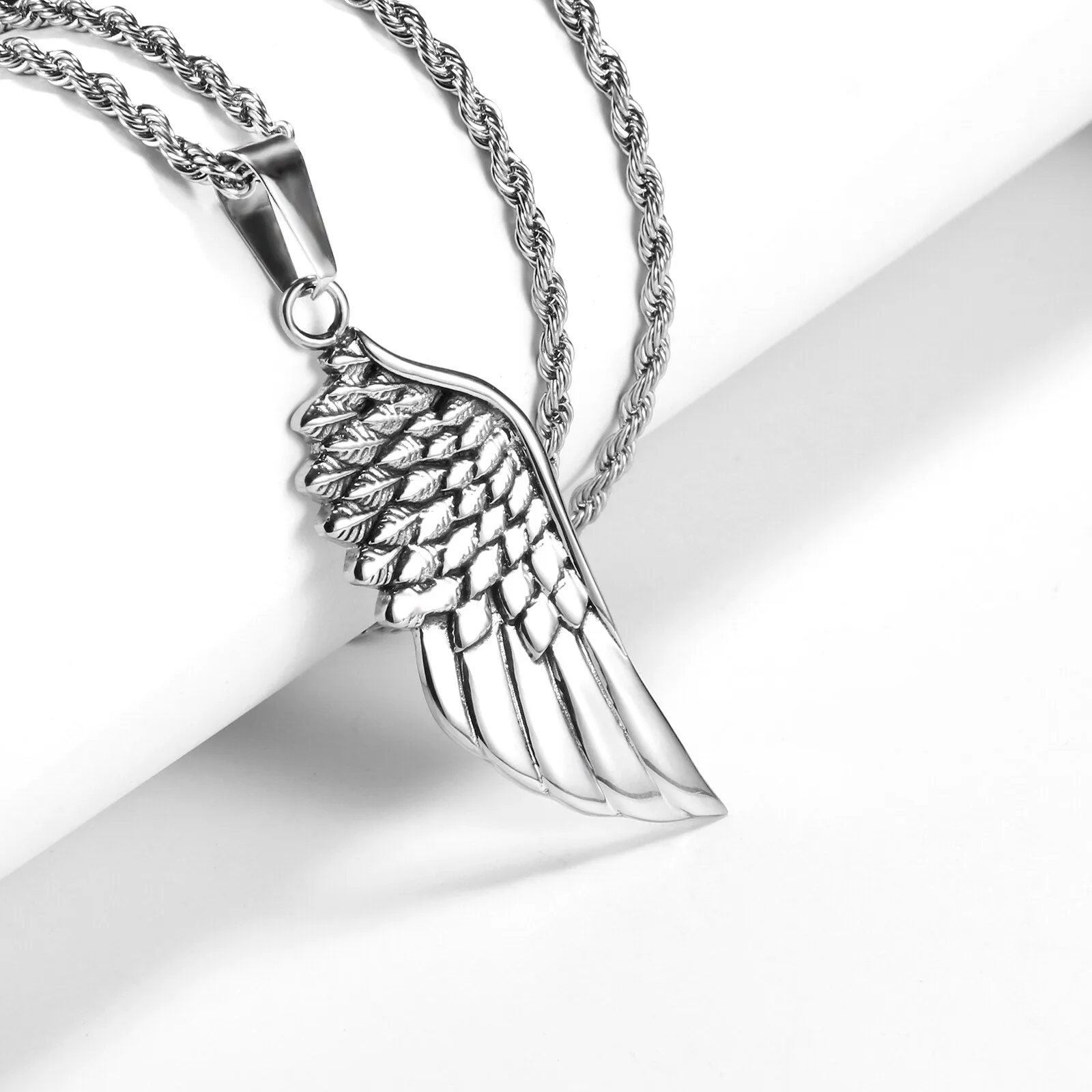 316L Stainless Steel Wing Pendant Necklaces for Men Women