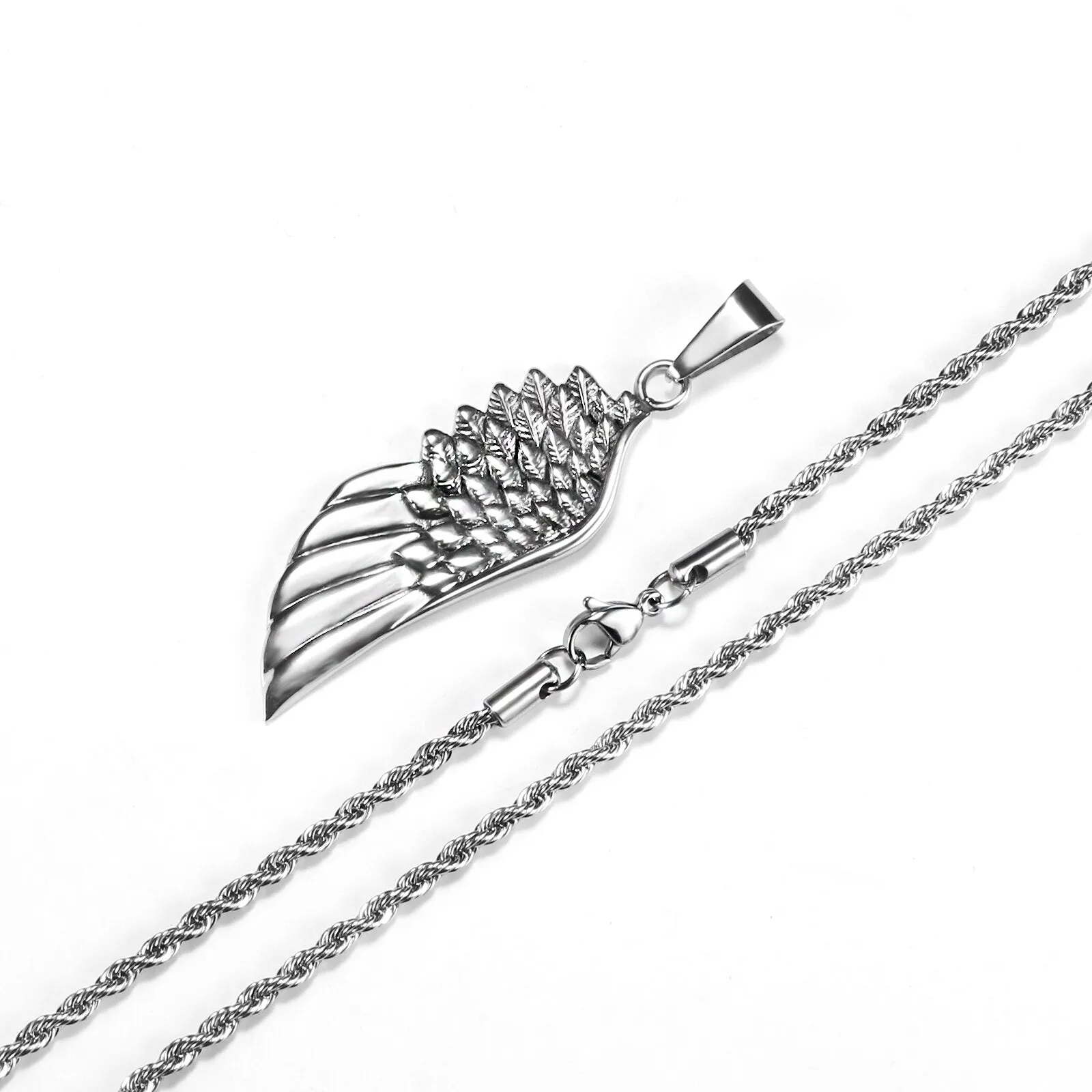 316L Stainless Steel Wing Pendant Necklaces for Men Women