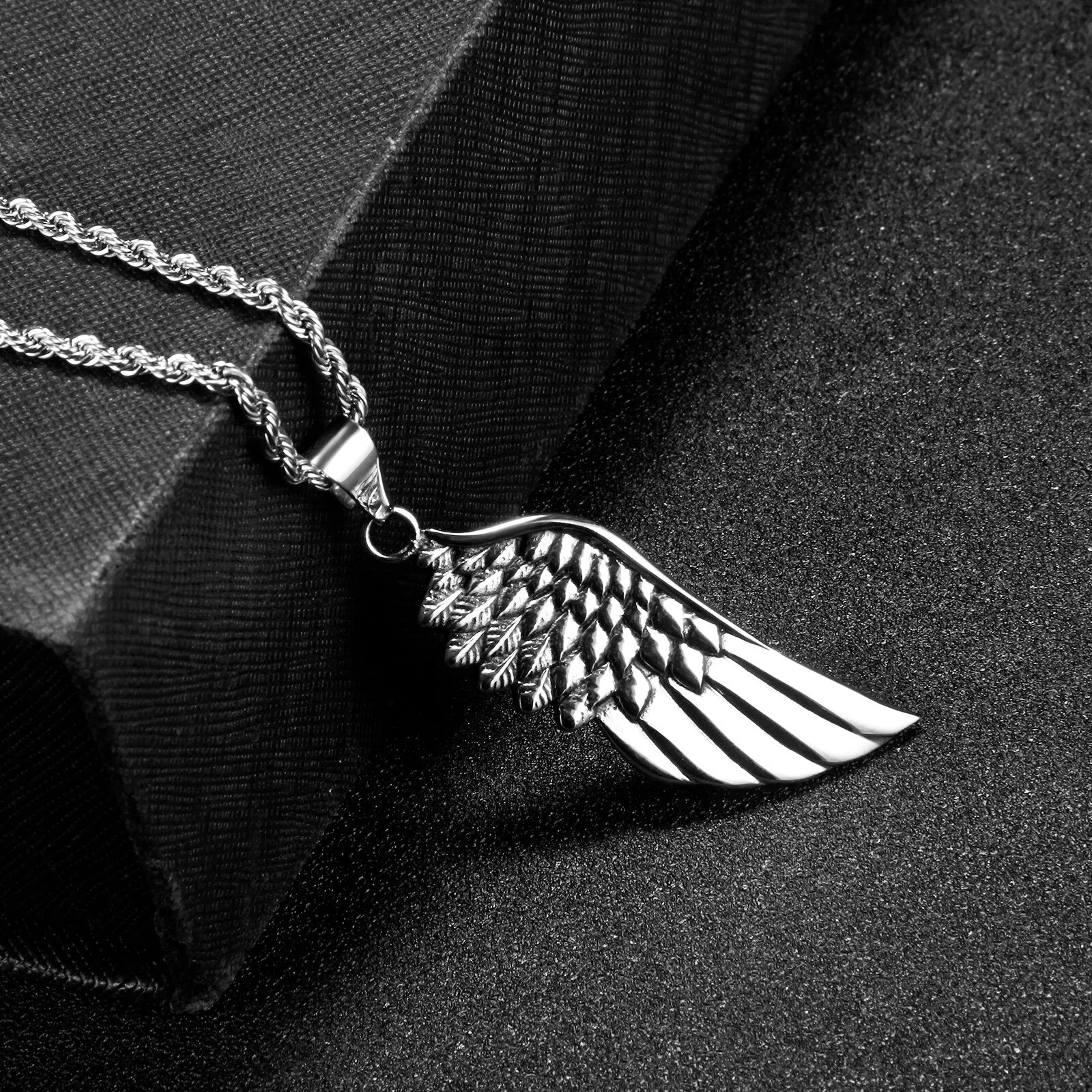 316L Stainless Steel Wing Pendant Necklaces for Men Women
