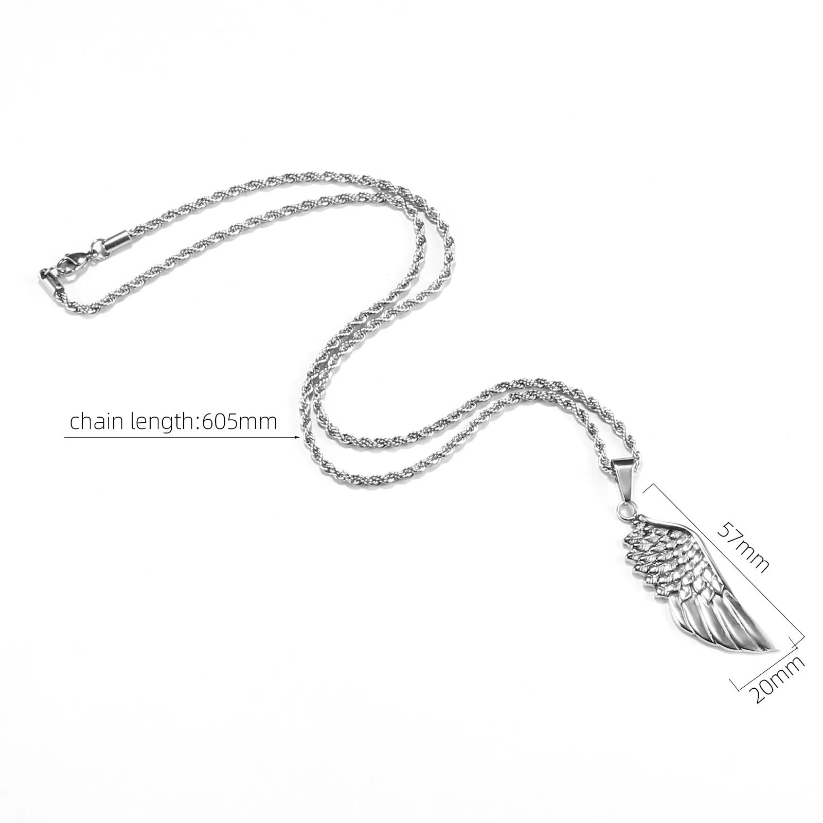 316L Stainless Steel Wing Pendant Necklaces for Men Women