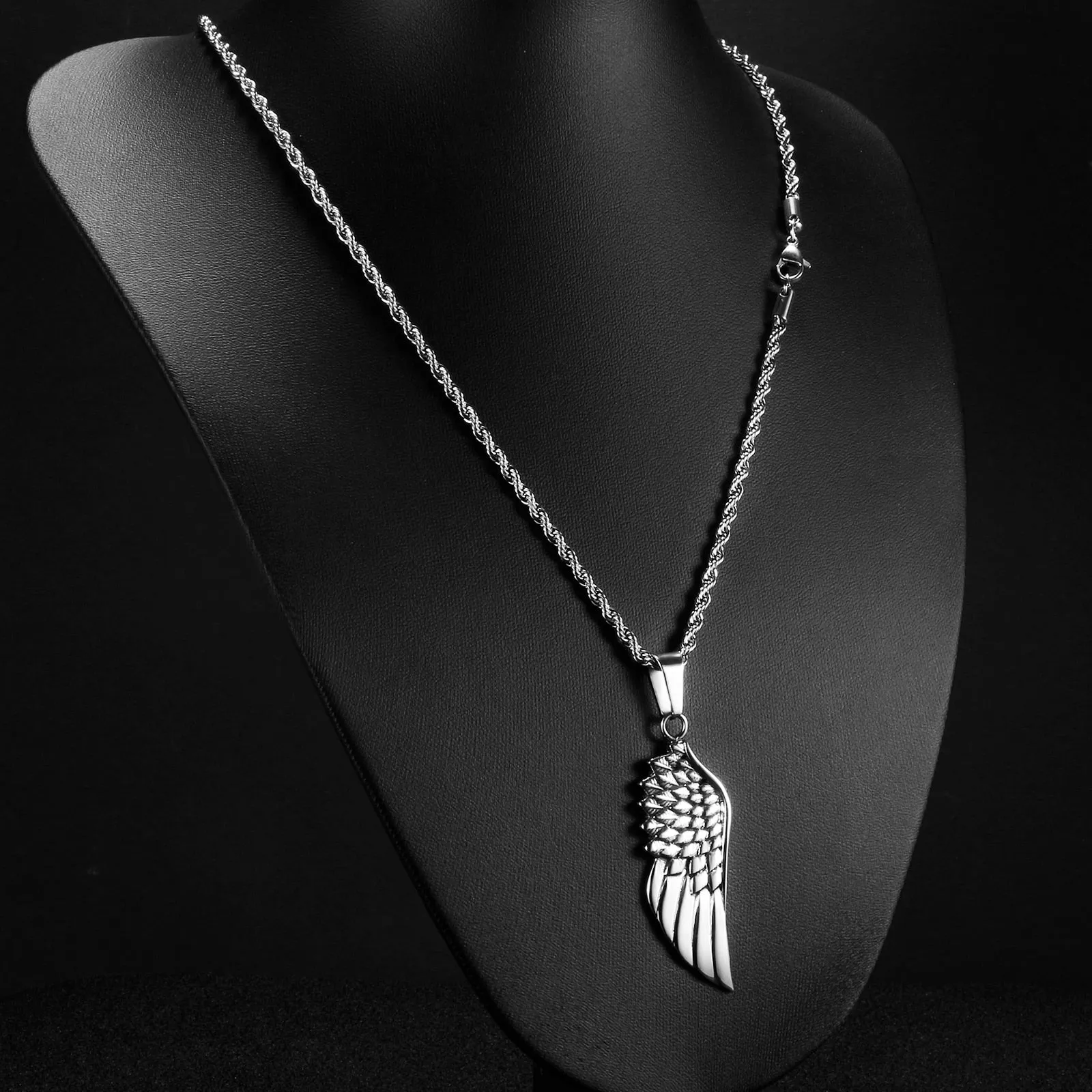 316L Stainless Steel Wing Pendant Necklaces for Men Women