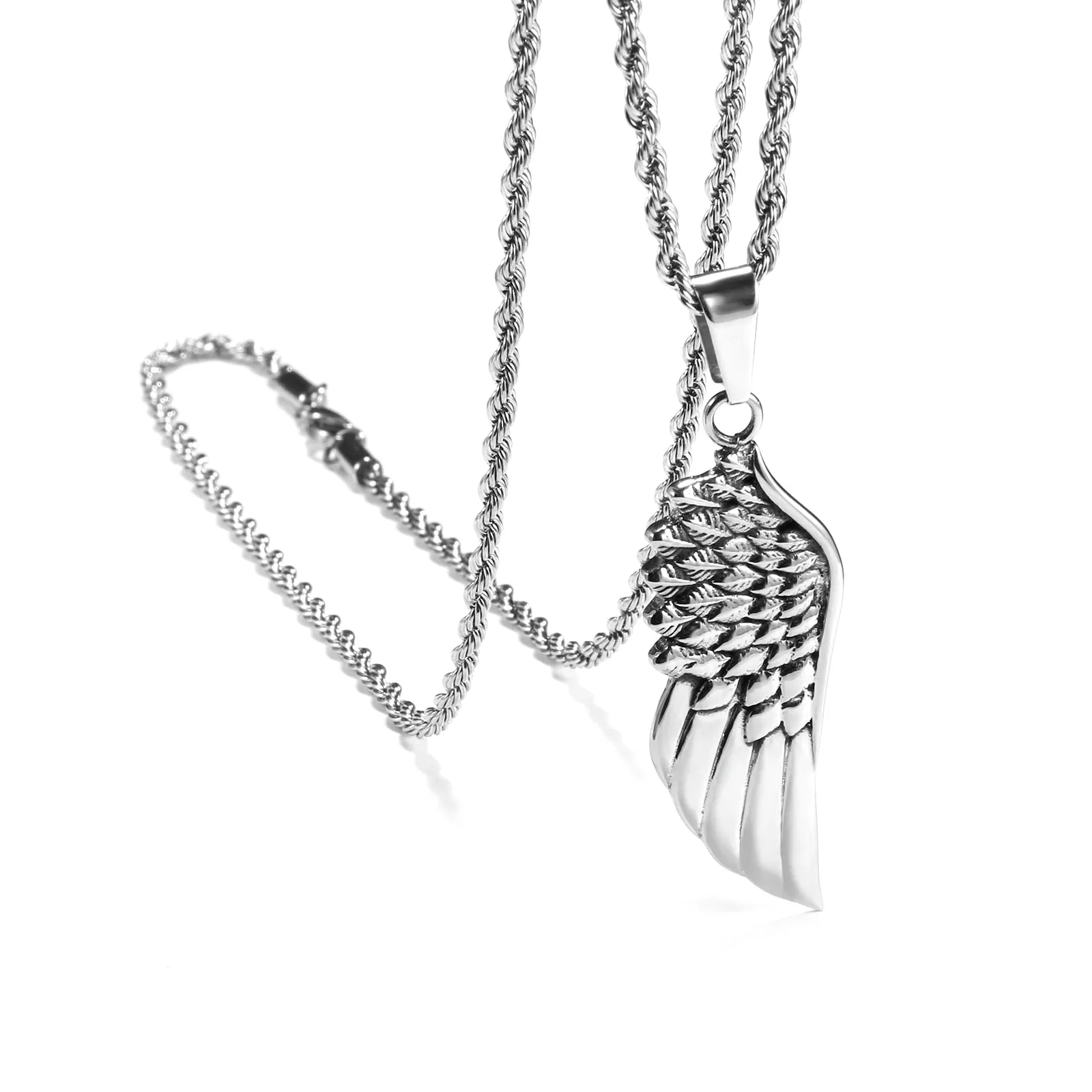 316L Stainless Steel Wing Pendant Necklaces for Men Women