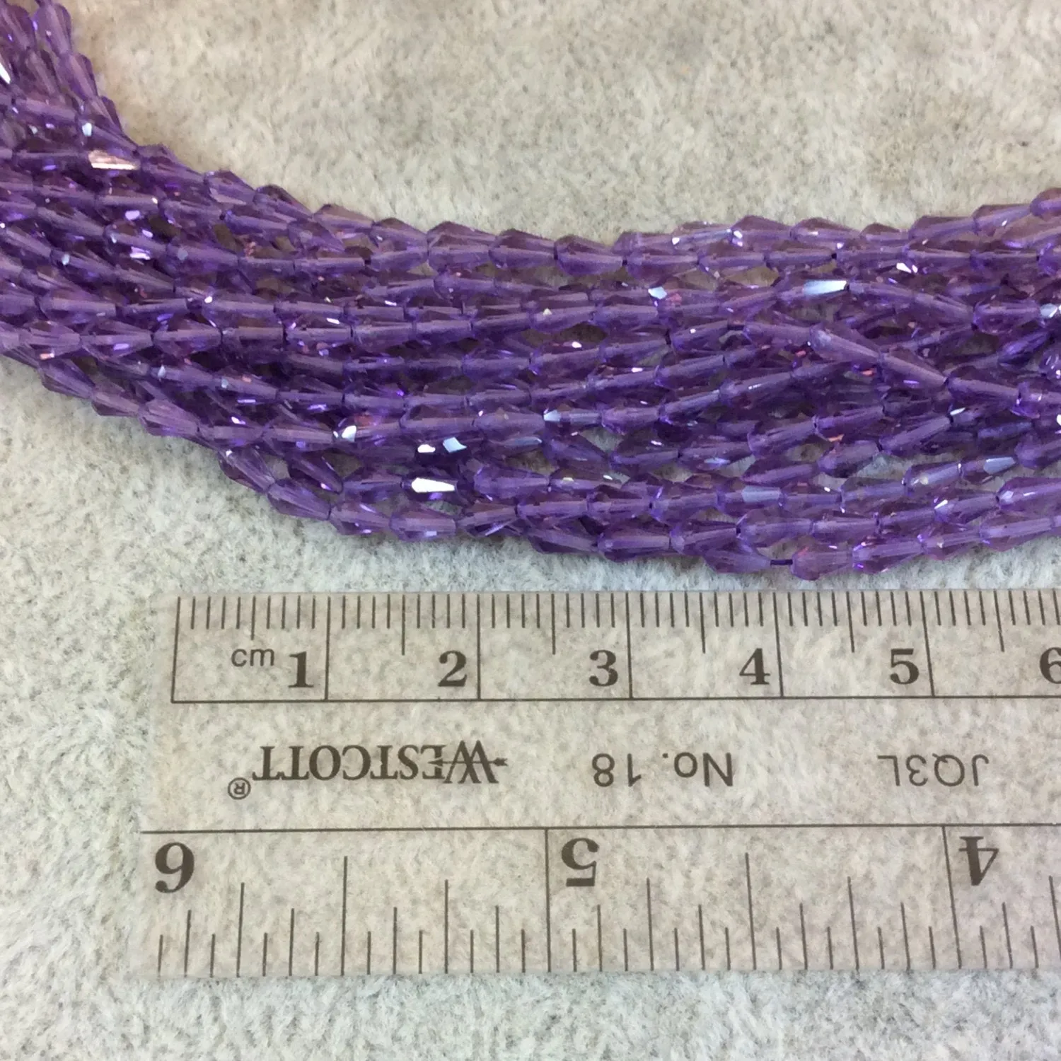3mm x 4.5mm Faceted Purple Amethyst Vertical Teardrop Shaped Beads - 13.25" Strand (Approximately 75 Beads) - High Quality Indian Gemstone