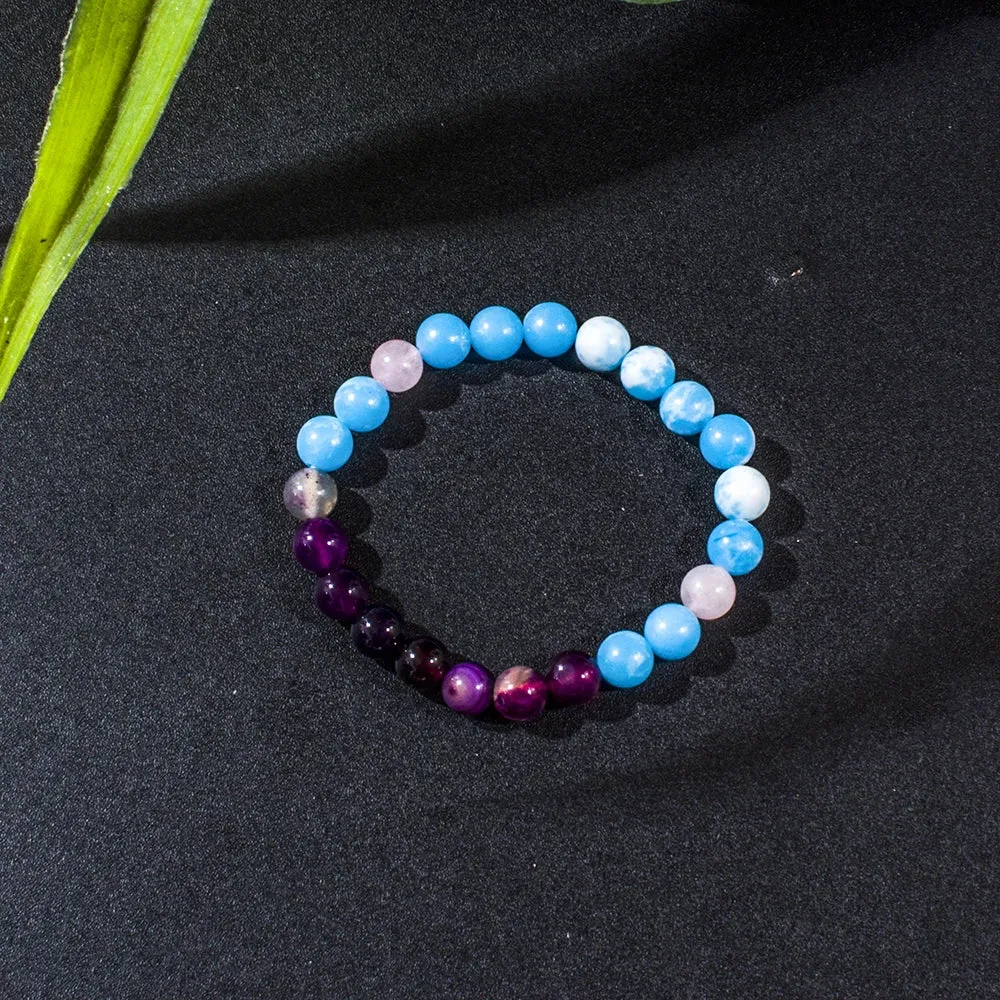 8mm Larimar Purple Striped Agate Beads 108 Mala Necklace Meditation Yoga Prayer Jewelry Japamala Set