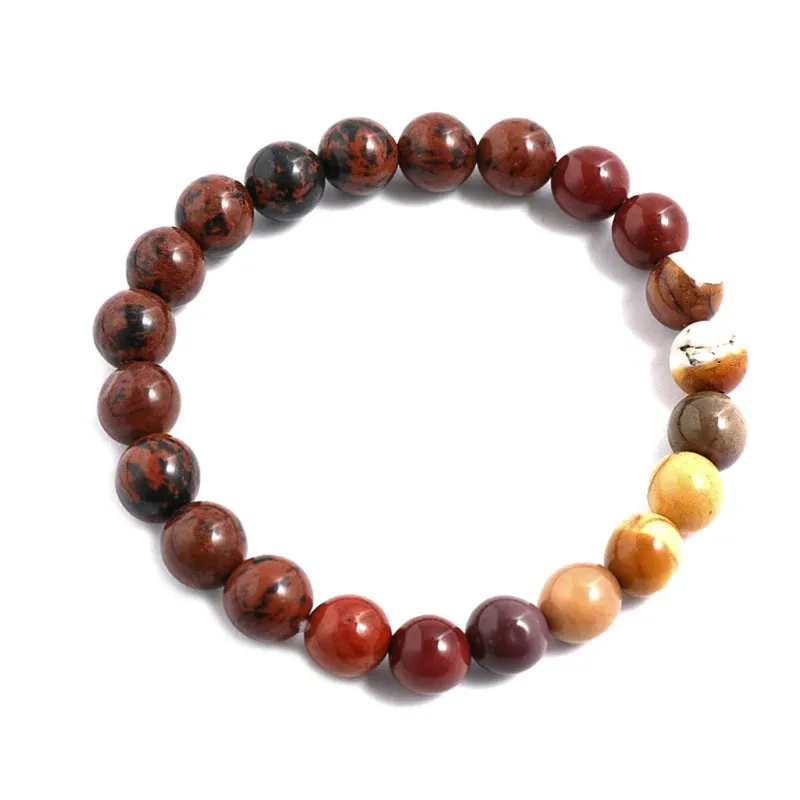 8mm Natural Mahogang Obsidian and Mookaite Necklace Japa Mala Set