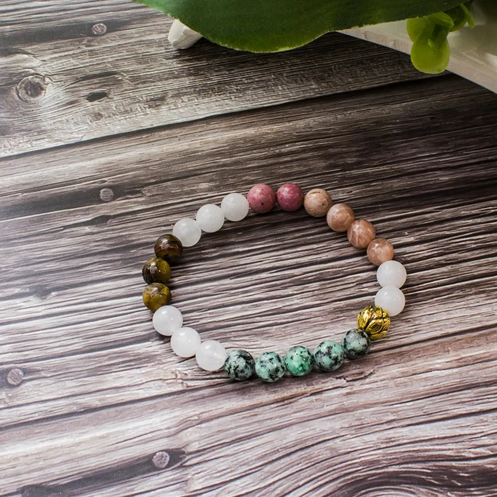 8mm White Jade Sun Stone Tiger Eye Beads 108 Mala Necklace Meditation Yoga Prayer Jewelry Japamala Set
