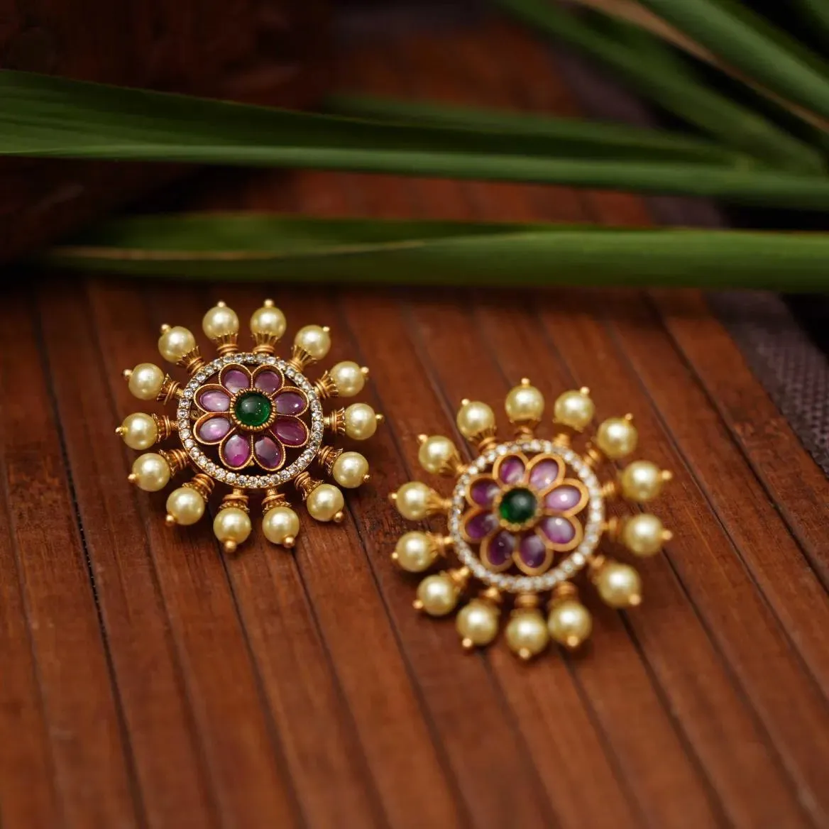 Abja Polki Ear Stud - Red