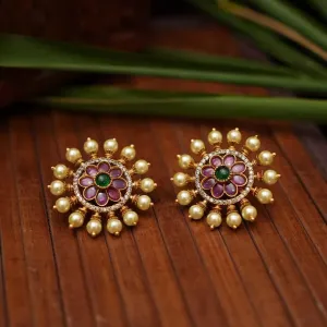 Abja Polki Ear Stud - Red