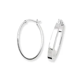 Acotis Silver Hoop Earrings Oval Plain G5561