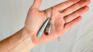 Amazonite & Jasper Pendants on a Silver Chain. Sterling Silver. 1419