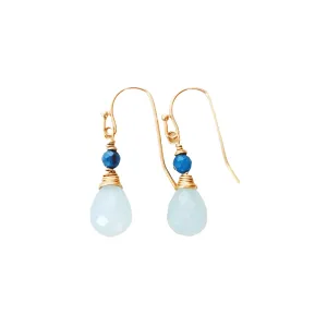Aqua Chaly 1" Drop Earrings in Faceted Chalcedony & Apatite | MINU