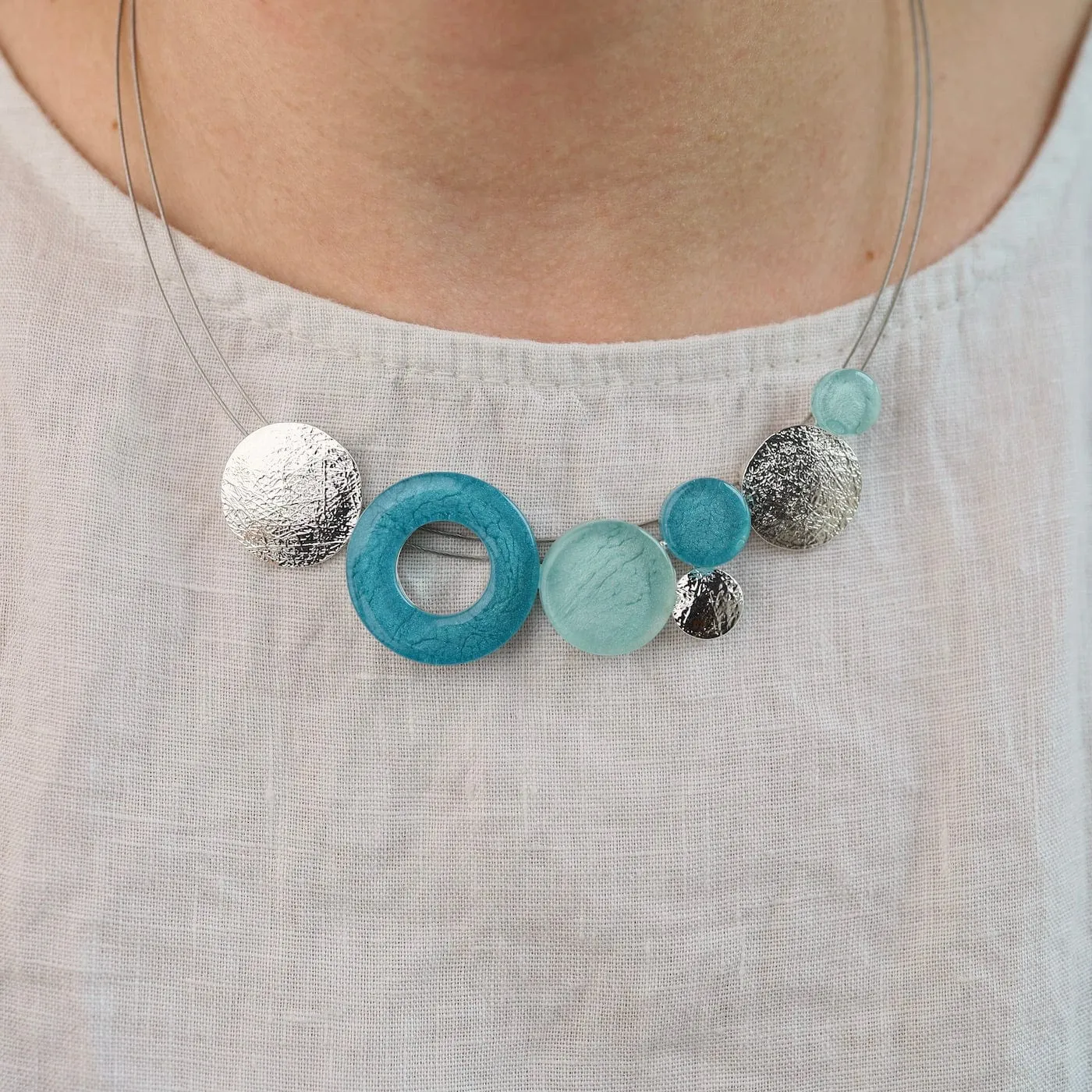 Aqua Marble Resin Necklace