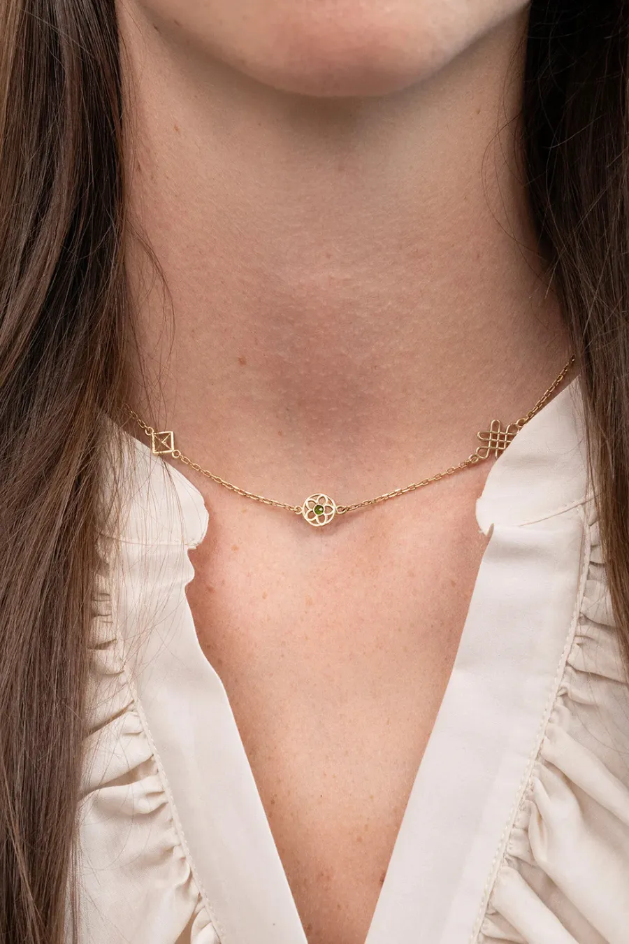 Aura Necklace Gold   Chrome Diopside