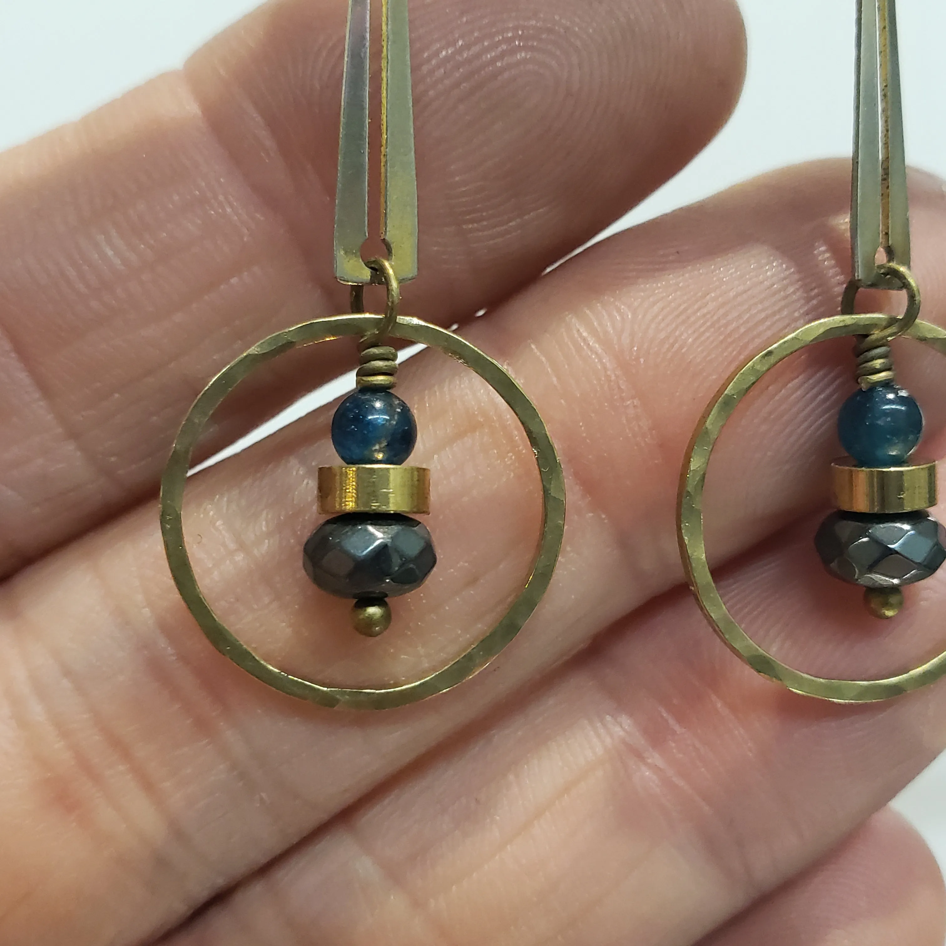 Bar Ring Drop Earrings - Apatite
