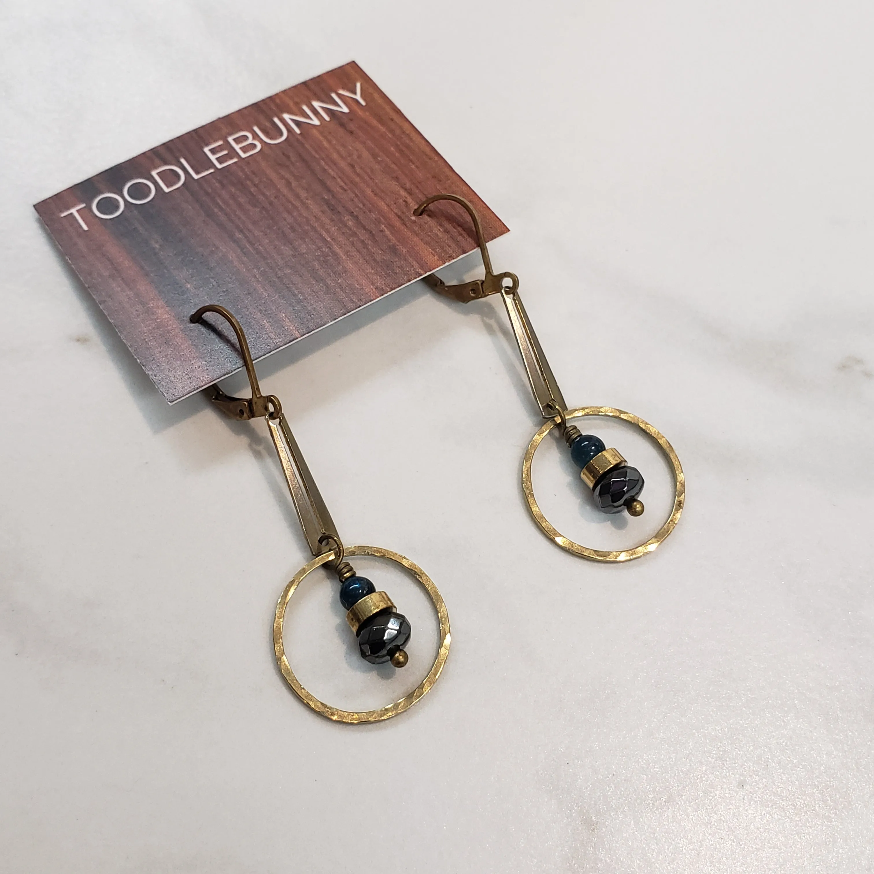 Bar Ring Drop Earrings - Apatite