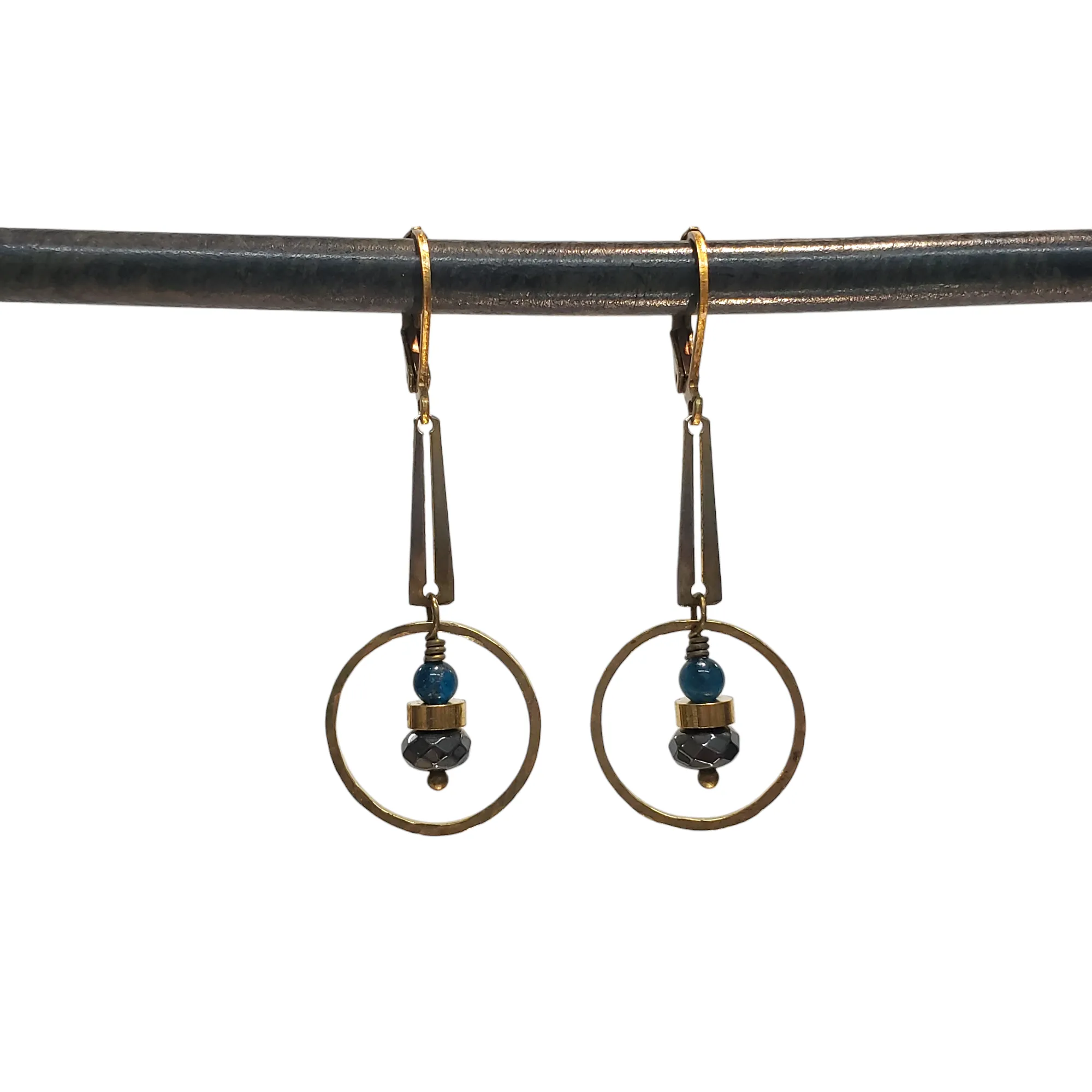 Bar Ring Drop Earrings - Apatite
