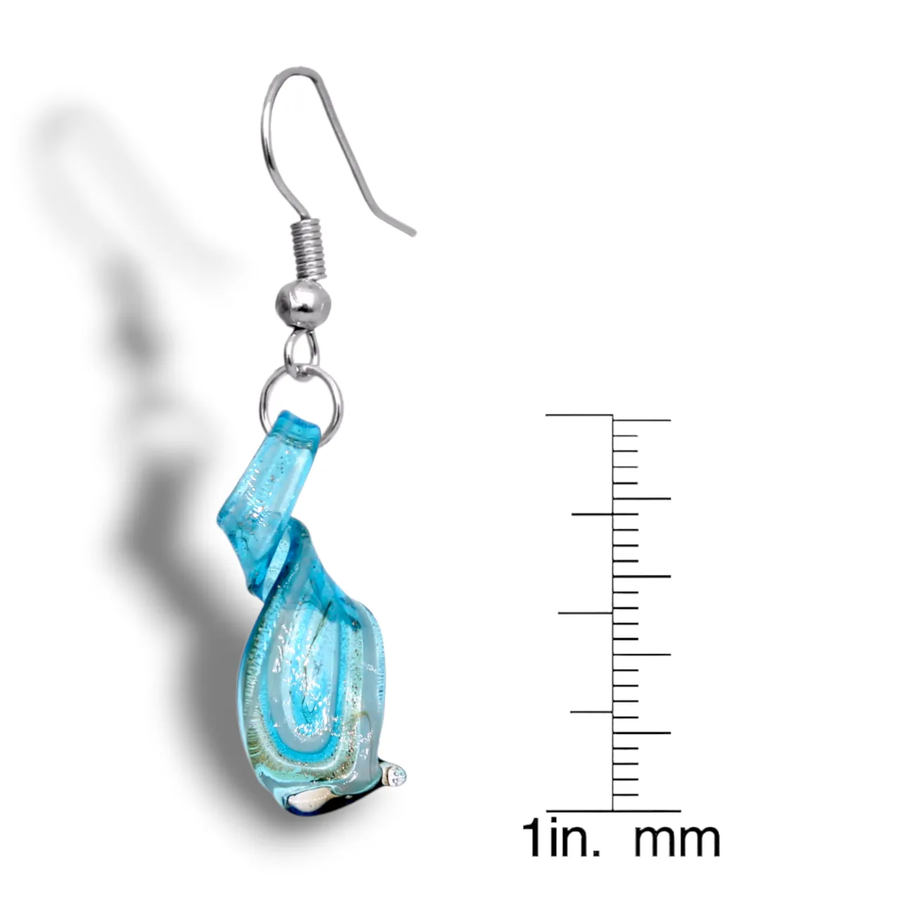 BESHEEK | Handmade Aqua Blue Twisted Twirl Drop Blown Glass Earrings