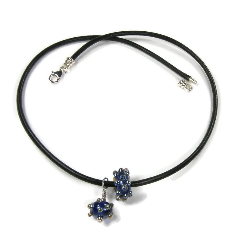 Black Leather Necklace With Sterling Silver Threaded End Cap
