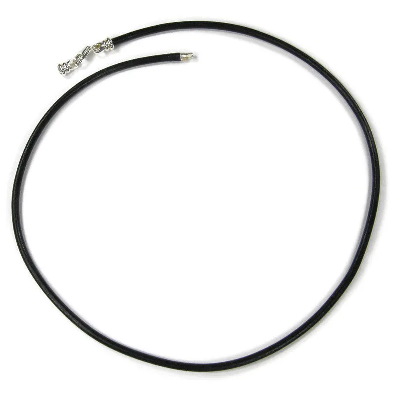 Black Leather Necklace With Sterling Silver Threaded End Cap