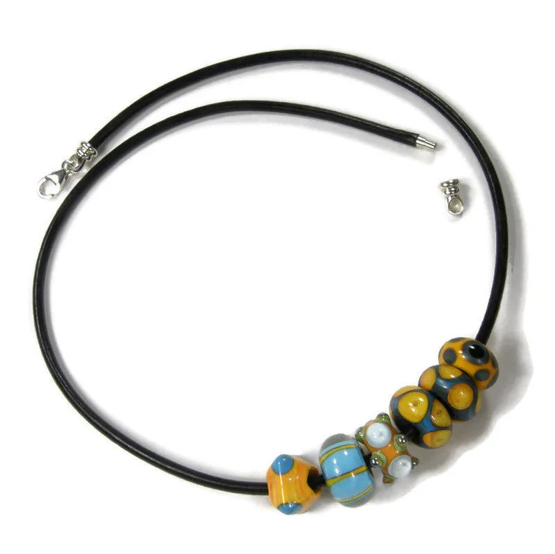 Black Leather Necklace With Sterling Silver Threaded End Cap
