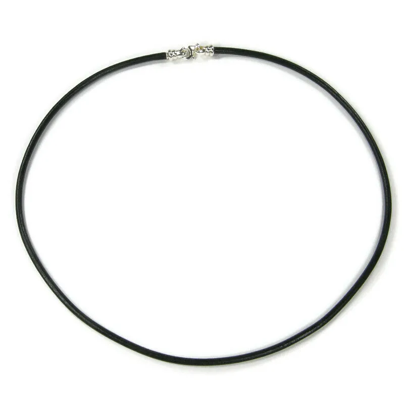 Black Leather Necklace With Sterling Silver Threaded End Cap