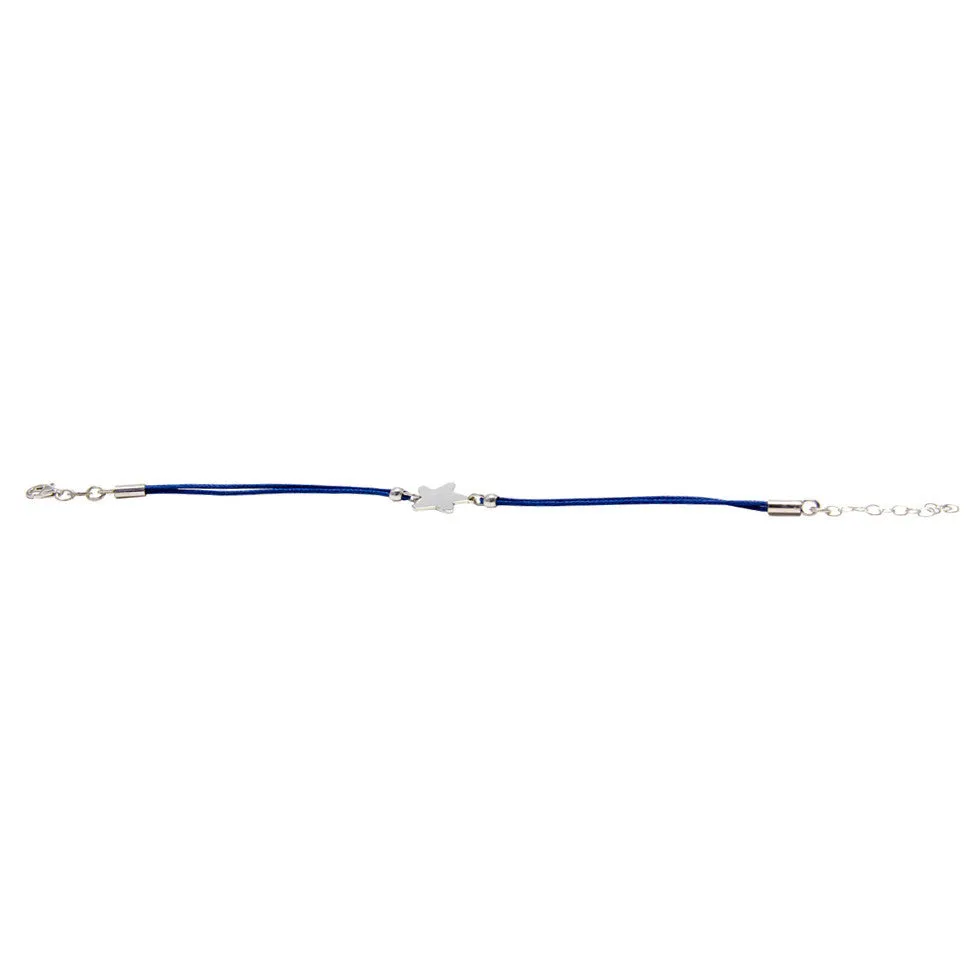 Blue Star Cord Bracelet in 925 Sterling Silver