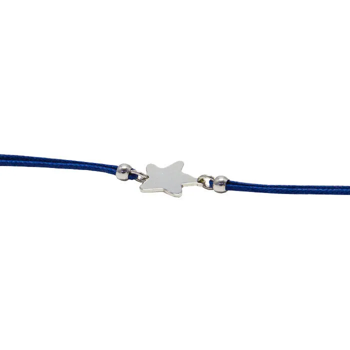 Blue Star Cord Bracelet in 925 Sterling Silver