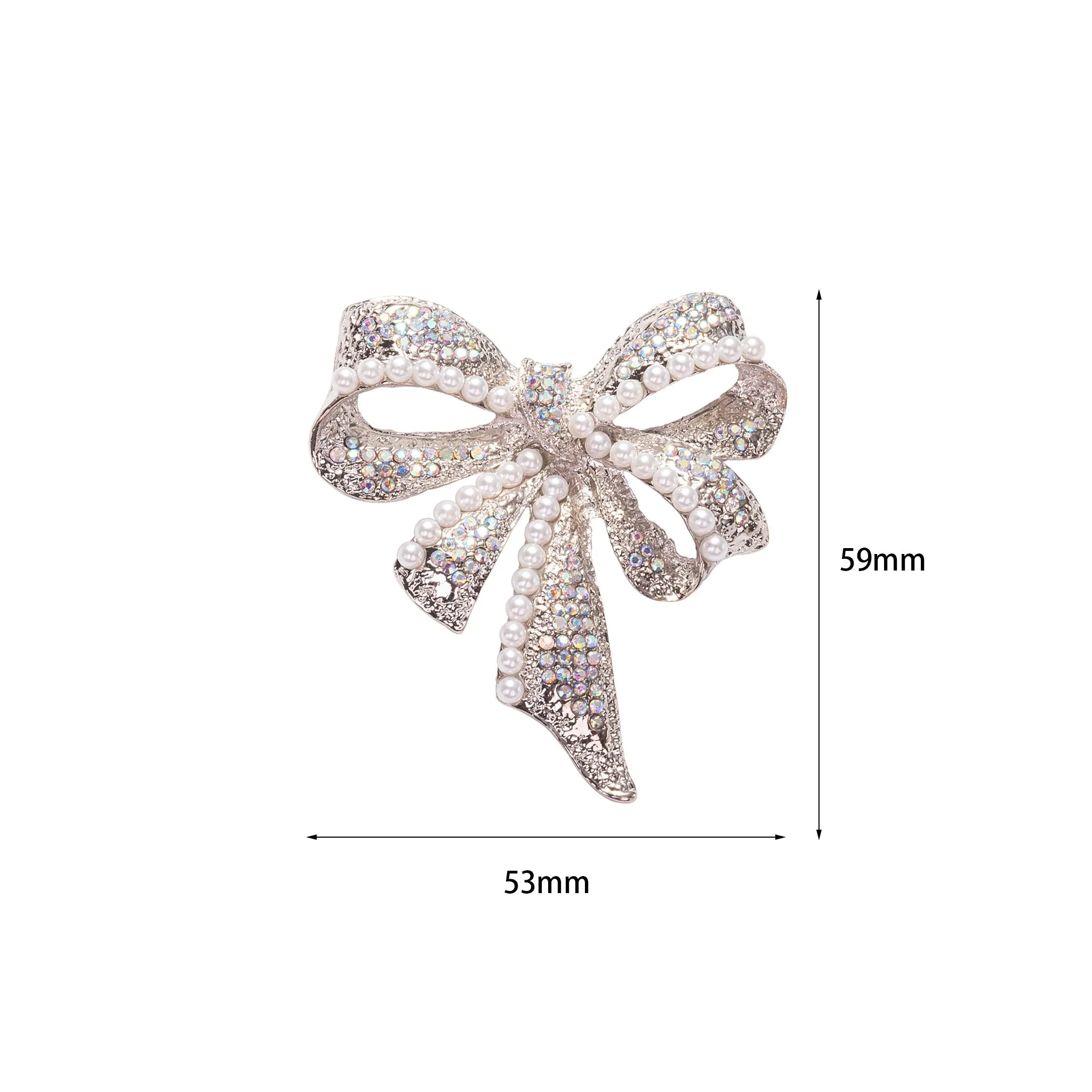 Bow Brooch Pin Jewelry with Pearl and crystal and Pendant Necklace with Steel Chain