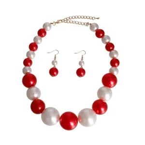 Bright Faux Pearl Necklace and Earrings Set Instantly Hooked