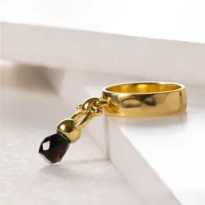 Brio - Black Onyx Gemstone Design and 14K Gold on Sterling Silver Horse Bit Ring
