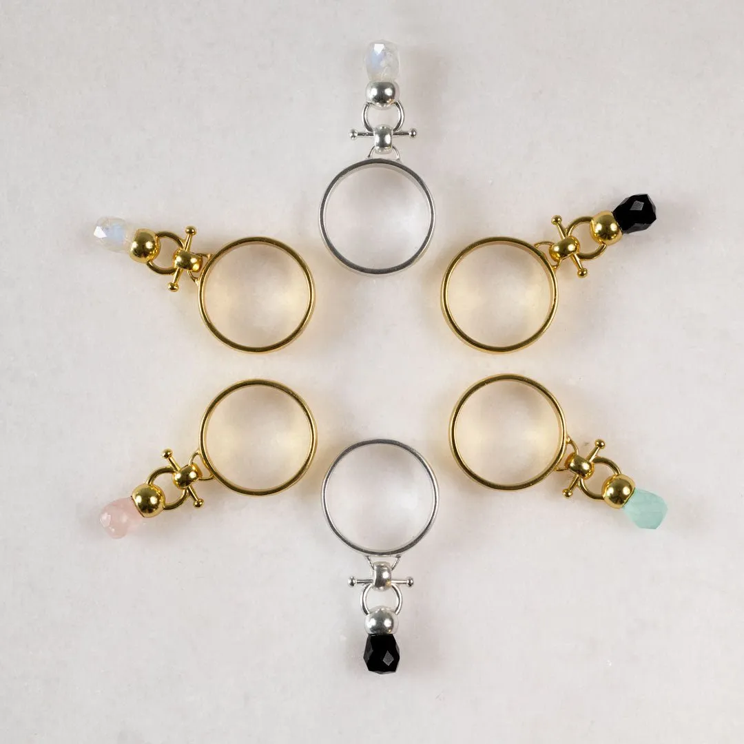 Brio - Black Onyx Gemstone Design and 14K Gold on Sterling Silver Horse Bit Ring