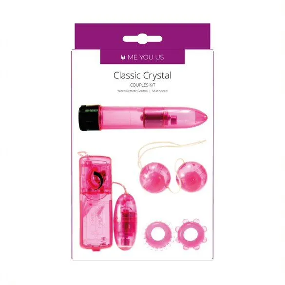 Classic Crystal 4 in 1 Couple's Kit in Pink by Me You Us