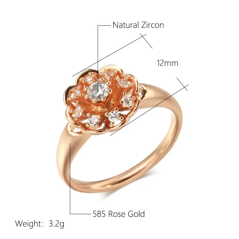 Claw Inlay Zircon Geometric Design Flower Rings for Women
