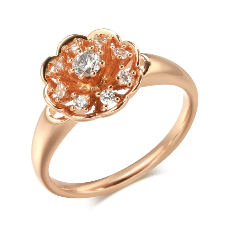 Claw Inlay Zircon Geometric Design Flower Rings for Women