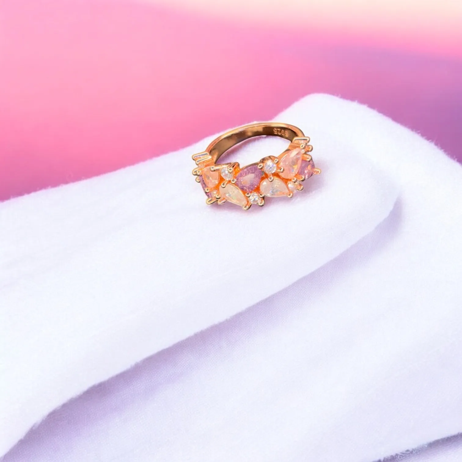 Colorful Elegant Rose gold 925 silver ring