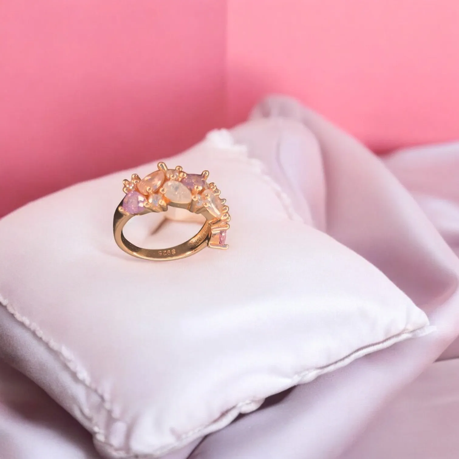 Colorful Elegant Rose gold 925 silver ring