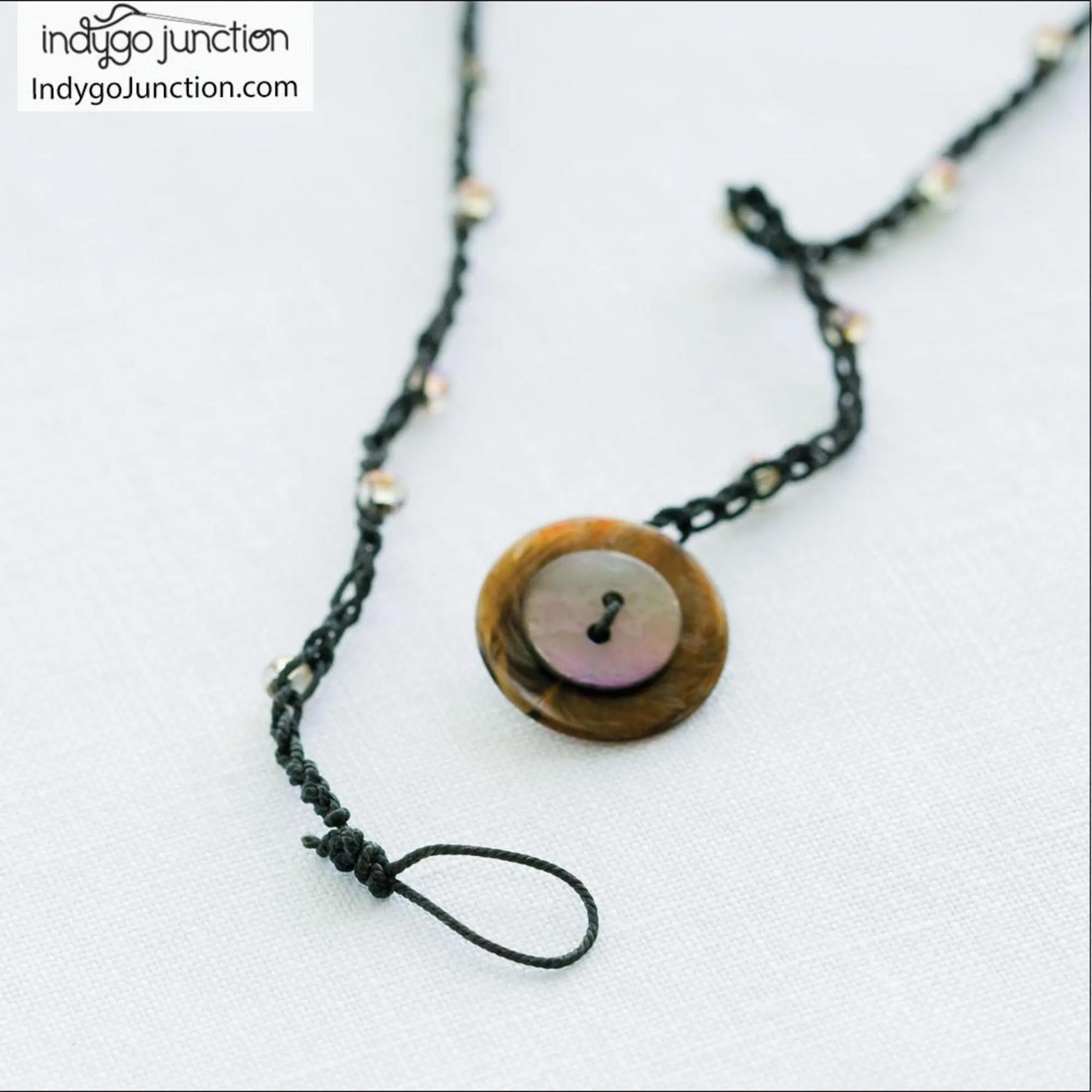 Crocheted Beaded Button Necklace Pattern, Free PDF Download