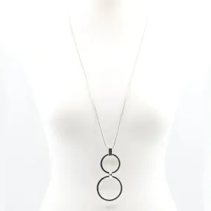 Cut out circle pendants on delicate beaded long chain